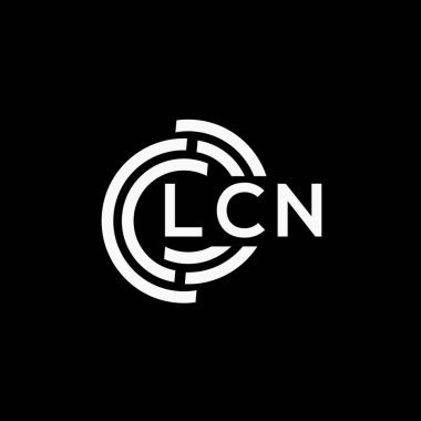 Siyah arkaplan üzerinde LCN harf logosu tasarımı. LCN yaratıcı harflerin baş harfleri logo kavramı. LCN vektör harf tasarımı..