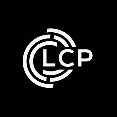 Siyah arkaplan üzerinde LCP harf logosu tasarımı. LCP yaratıcı harf logo kavramı. LCP vektör harf tasarımı..