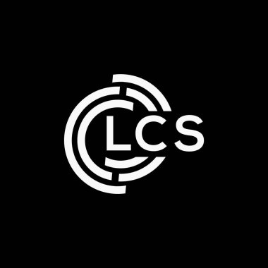 Siyah arkaplan üzerinde LCS harf logosu tasarımı. LCS yaratıcı harf logo kavramı. LCS vektör harf tasarımı..