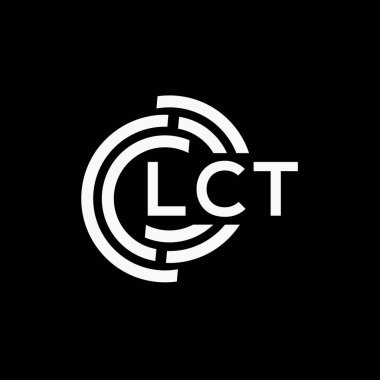 Siyah arkaplan üzerinde LCT mektup logosu tasarımı. LCT yaratıcı harflerin baş harfleri logo kavramı. LCT vektör tasarımı..