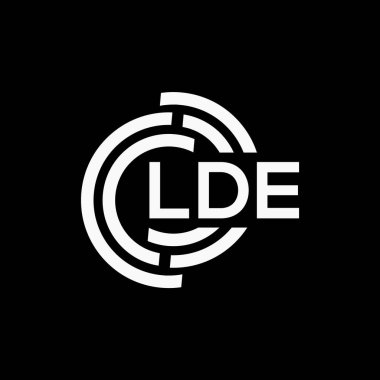Siyah arkaplan üzerinde LDE harf logosu tasarımı. LDE yaratıcı harf logo kavramı. LDE vektör tasarımı.