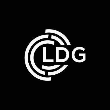 Siyah arkaplan üzerine LDG harf logosu tasarımı. LDG yaratıcı harflerin baş harfleri logo kavramı. LDG vektör harf tasarımı.
