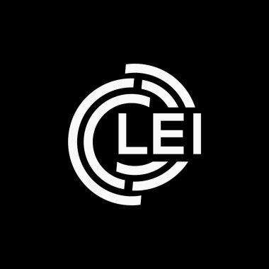 Siyah arkaplan üzerinde LEI harf logosu tasarımı. LEI yaratıcı harflerin baş harfleri logo kavramı. LEI vektör tasarımı.