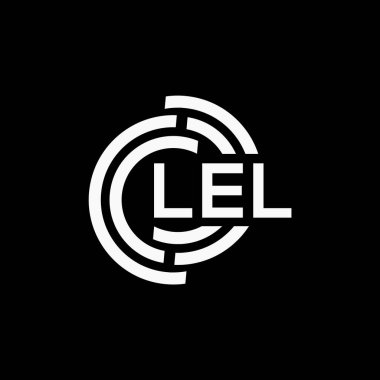 Siyah arkaplan üzerinde LEL harf logosu tasarımı. LEL yaratıcı harflerin baş harfleri logo kavramı. LEL vektör dizaynı.