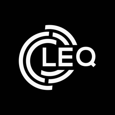 Siyah arkaplan üzerinde LEQ harf logosu tasarımı. LEQ yaratıcı harflerin baş harfleri logo kavramı. LEQ vektör tasarımı.