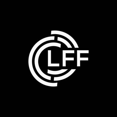LFF harf logo tasarımı siyah arkaplan üzerinde. LFF yaratıcı harflerin baş harfleri logo kavramı. LFF vektör tasarımı..