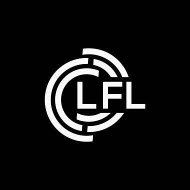 Siyah arkaplan üzerinde LFL harf logosu tasarımı. LFL yaratıcı harflerin baş harfleri logo kavramı. LFL vektör tasarımı..