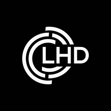 Siyah arkaplan üzerinde LHD harf logosu tasarımı. LHD yaratıcı harf logosu. LHD vektör tasarımı..
