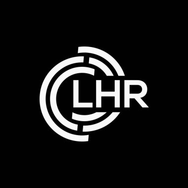 Siyah arkaplan üzerinde LHR harf logosu tasarımı. LHR yaratıcı harf logo kavramı. LHR vektör tasarımı.