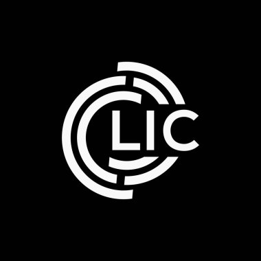 Siyah arkaplan üzerinde LIC harf logosu tasarımı. LIC yaratıcı harf logo kavramı. LIC vektör harf tasarımı.