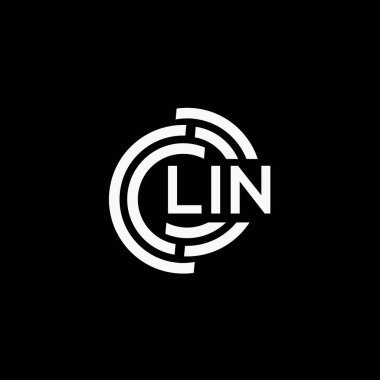 Siyah arkaplan üzerine LIN harf logosu tasarımı. LIN yaratıcı harf logo kavramı. LIN vektör tasarımı..