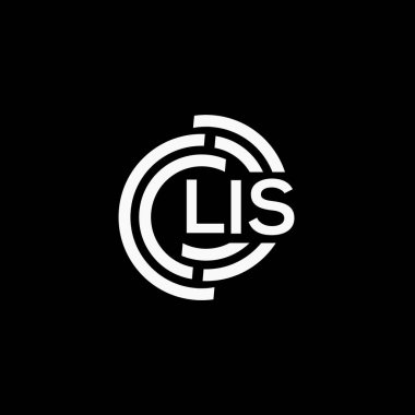 LIS 'in siyah arkaplan üzerindeki logo tasarımı. LIS yaratıcı harflerin baş harfleri logo kavramı. LIS vektör tasarımı..