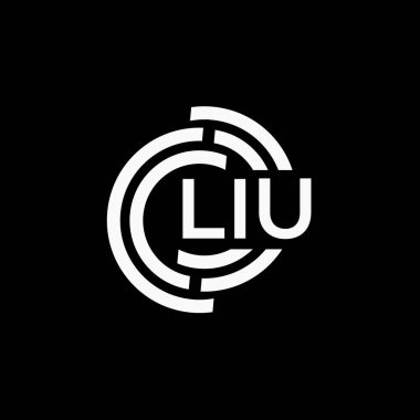 LIU 'nun siyah arkaplan logo tasarımı. LIU yaratıcı harf logo kavramı. LIU vektör tasarımı..