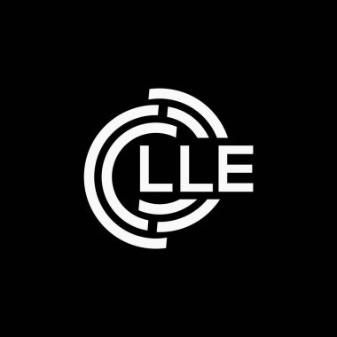 Siyah arkaplan üzerine LLE harf logosu tasarımı. LLE yaratıcı harf logo kavramı. LLE vektör tasarımı..