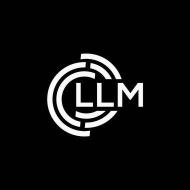 LLM harf logosu siyah arkaplan üzerine tasarlandı. LLM yaratıcı harflerin baş harfleri logo kavramı. LLM vektör harf tasarımı..