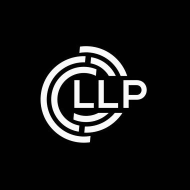 Siyah arkaplan üzerinde LLP harf logosu tasarımı. LLP yaratıcı harf logo kavramı. LLLP vektör harf tasarımı.