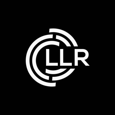 LLR harf logo tasarımı siyah arkaplan üzerinde. LLR yaratıcı harflerin baş harfleri logo kavramı. LLR vektör harf tasarımı..