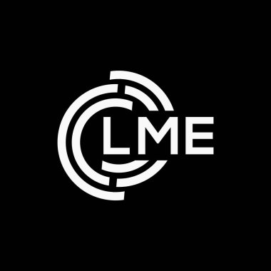 Siyah arkaplan üzerinde LME harf logosu tasarımı. LME yaratıcı harflerin baş harfleri logo kavramı. LME vektör tasarımı.