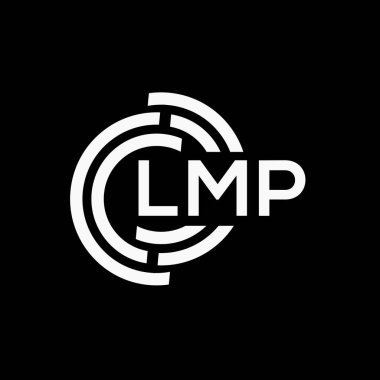 LMP 'nin siyah arkaplan üzerine logo tasarımı. LMP yaratıcı harf logo kavramı. LMP vektör tasarımı..