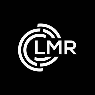 LMR harf logo tasarımı siyah arkaplan üzerinde. LMR yaratıcı harflerin baş harfleri logo kavramı. LMR vektör harf tasarımı..