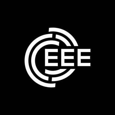 Siyah arka planda EEE harf logosu tasarımı. EEE yaratıcı harfler logosu konsepti. EEE harf tasarımı.