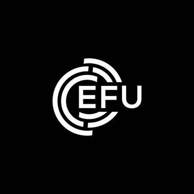 Siyah arka planda EFU harf logosu tasarımı. EFU yaratıcı harflerin baş harfleri logo kavramı. EFU harf tasarımı.