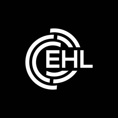 Siyah arka planda EHL harf logosu tasarımı. EHL yaratıcı harflerin baş harfleri logo kavramı. EHL harf tasarımı.
