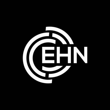 Siyah arka planda EHN harf logosu tasarımı. EHN yaratıcı harflerin baş harfleri logo kavramı. EHN harf tasarımı.