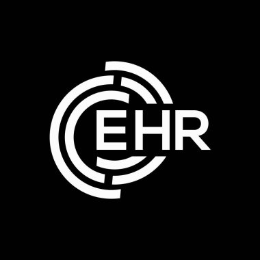 Siyah arka planda EHR harf logosu tasarımı. EHR yaratıcı harflerin baş harfleri logo konsepti. AİHM harf tasarımı.