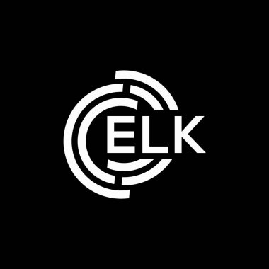 Siyah arka planda ELK harf logosu tasarımı. ELK yaratıcı harflerin baş harfleri logo kavramı. ELK harf tasarımı.