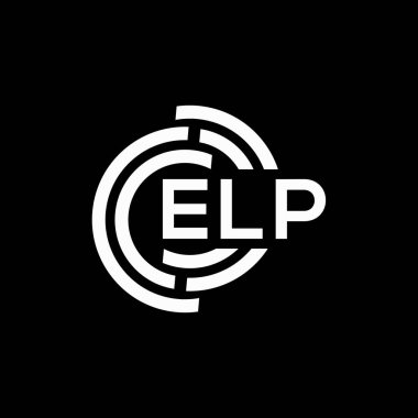 Siyah arka planda ELP harf logosu tasarımı. ELP yaratıcı harflerin baş harfleri logo konsepti. ELP harf tasarımı.