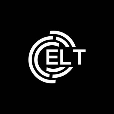 Siyah arka planda ELT harf logosu tasarımı. ELT yaratıcı harflerin baş harfleri logo kavramı. ELT harf tasarımı.