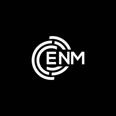 ENM harfi logo tasarımı siyah arkaplan üzerine. ENM yaratıcı harflerin baş harfleri logo kavramı. ENM harf tasarımı.