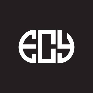 Siyah arka planda ECY harf logosu tasarımı. ECY yaratıcı harflerin baş harfleri logo kavramı. ECY harf tasarımı.