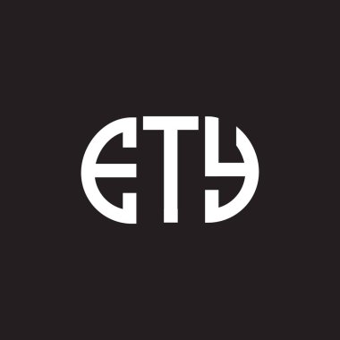 Siyah arka planda ETY harfli logo tasarımı. Yaratıcı harflerin baş harfleri logo konsepti. ETY harf tasarımı.