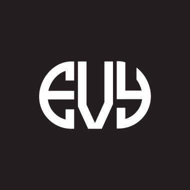 EVY harf logosu tasarımı siyah arka planda. EVY yaratıcı harflerin baş harfleri logo kavramı. EVY harf tasarımı.