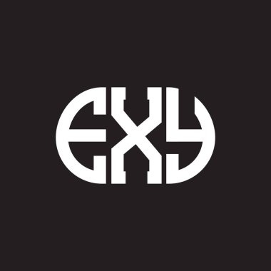 Siyah arkaplanda EXY harf logosu tasarımı. EXY yaratıcı harflerin baş harfleri logo kavramı. EXY harf tasarımı.