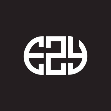 Siyah arka planda EZY harf logosu tasarımı. EZY yaratıcı harflerin baş harfleri logo kavramı. EZY harf tasarımı.