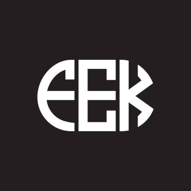 Siyah arka planda FEK harf logosu tasarımı. FEK yaratıcı harflerin baş harfleri logo kavramı. FEK harf tasarımı.