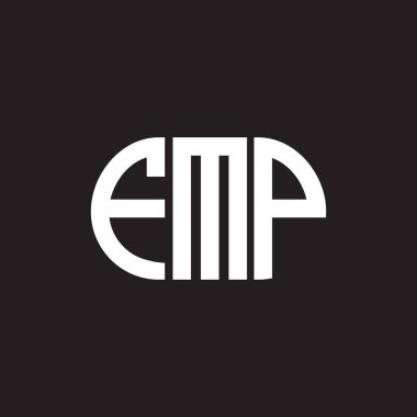 Siyah arka planda FMP harfi logo tasarımı. FMP yaratıcı harfler logosu konsepti. FMP harf tasarımı.
