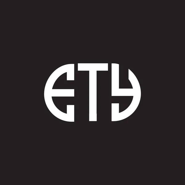 Ety Письмо Дизайн Логотипа Черном Фоне Ety Креативные Инициалы Буквенная — стоковый вектор