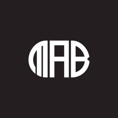 Siyah arka planda MAB harfi logo tasarımı. MAB yaratıcı harflerin baş harfleri logo kavramı. MAB harf tasarımı.