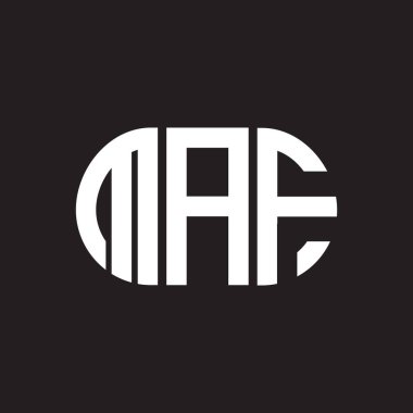 Siyah arkaplanda MAF harf logosu tasarımı. MAF yaratıcı harf logosu konsepti. MAF harf tasarımı.