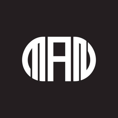 Siyah arka planda Man harfi logosu tasarımı. Yaratıcı harflerin baş harfleri logo konsepti. MAN harf tasarımı.
