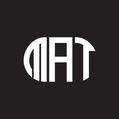 Siyah arkaplanda MAT harfi logosu tasarımı. MAT yaratıcı harfler logosu konsepti. MAT harf tasarımı.