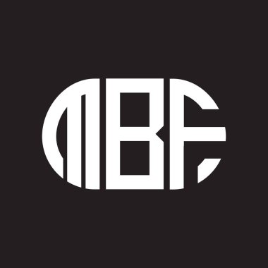 Siyah arkaplanda MBF harf logosu tasarımı. MBF yaratıcı harflerin baş harfleri logo kavramı. MBF harf tasarımı.