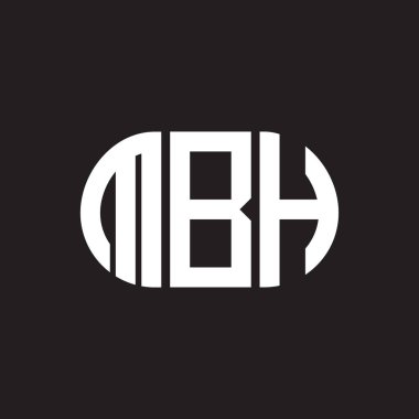 Siyah arka planda MBH harf logosu tasarımı. MBH yaratıcı harflerin baş harfleri logo kavramı. MBH harf tasarımı.