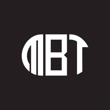 Siyah arka planda MBT harf logosu tasarımı. MBT yaratıcı harflerin baş harfleri logo kavramı. MBT harf tasarımı.
