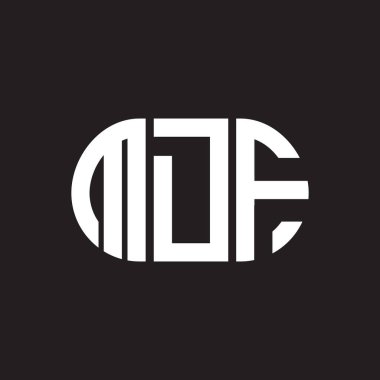 Siyah arka planda MDF harf logosu tasarımı. MDF yaratıcı harflerin baş harfleri logo kavramı. MDF harf tasarımı.