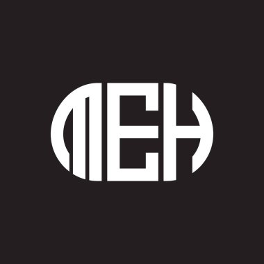 Siyah arkaplanda MEH harf logosu tasarımı. MEH yaratıcı harflerin baş harfleri logo kavramı. MEH harf tasarımı.